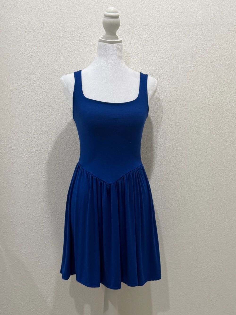 See You Monday Royal Blue Scoop Neck Mini Dress